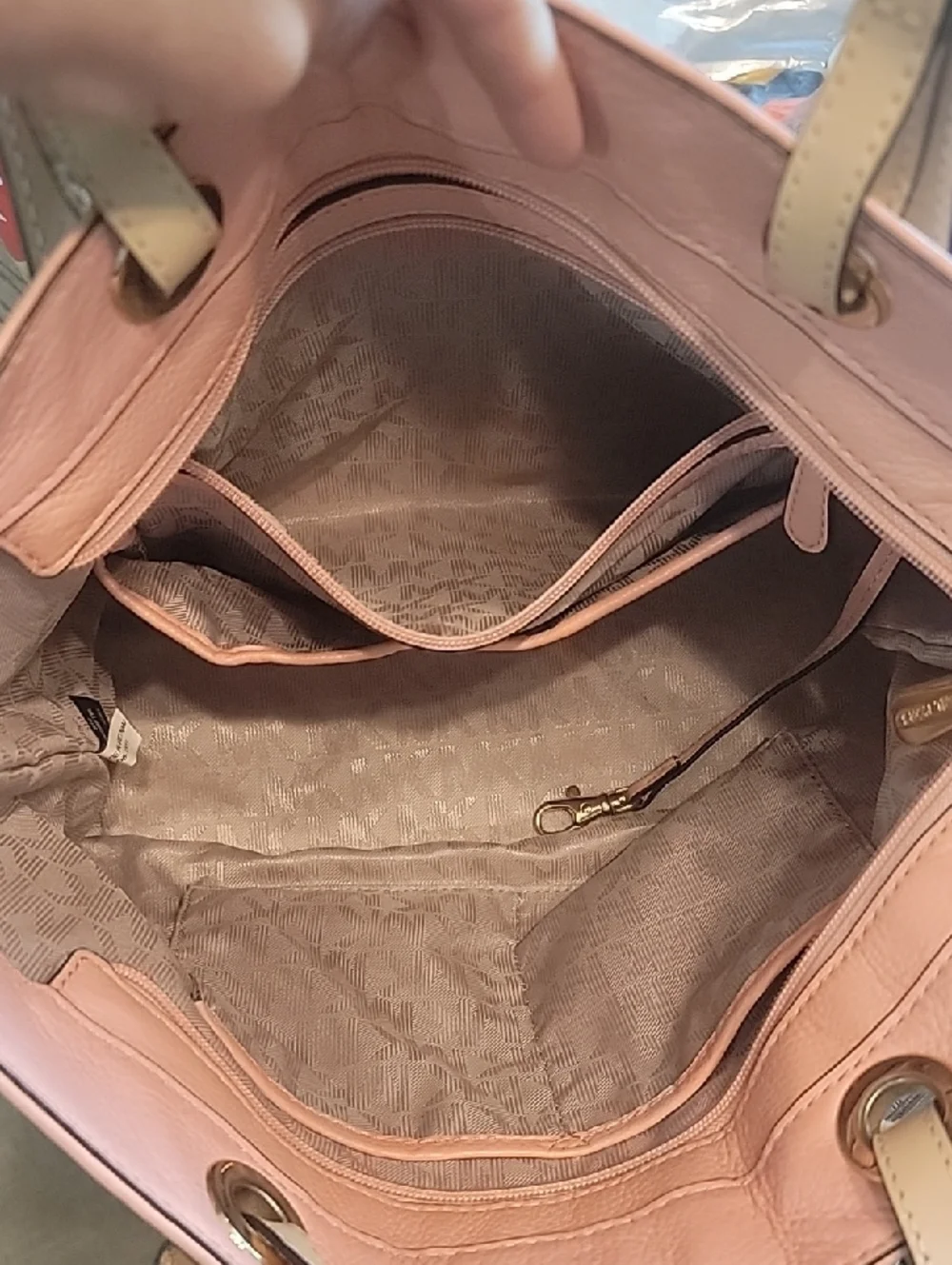 Michael Kors Blush Pink Leather Tote with Gold Accents